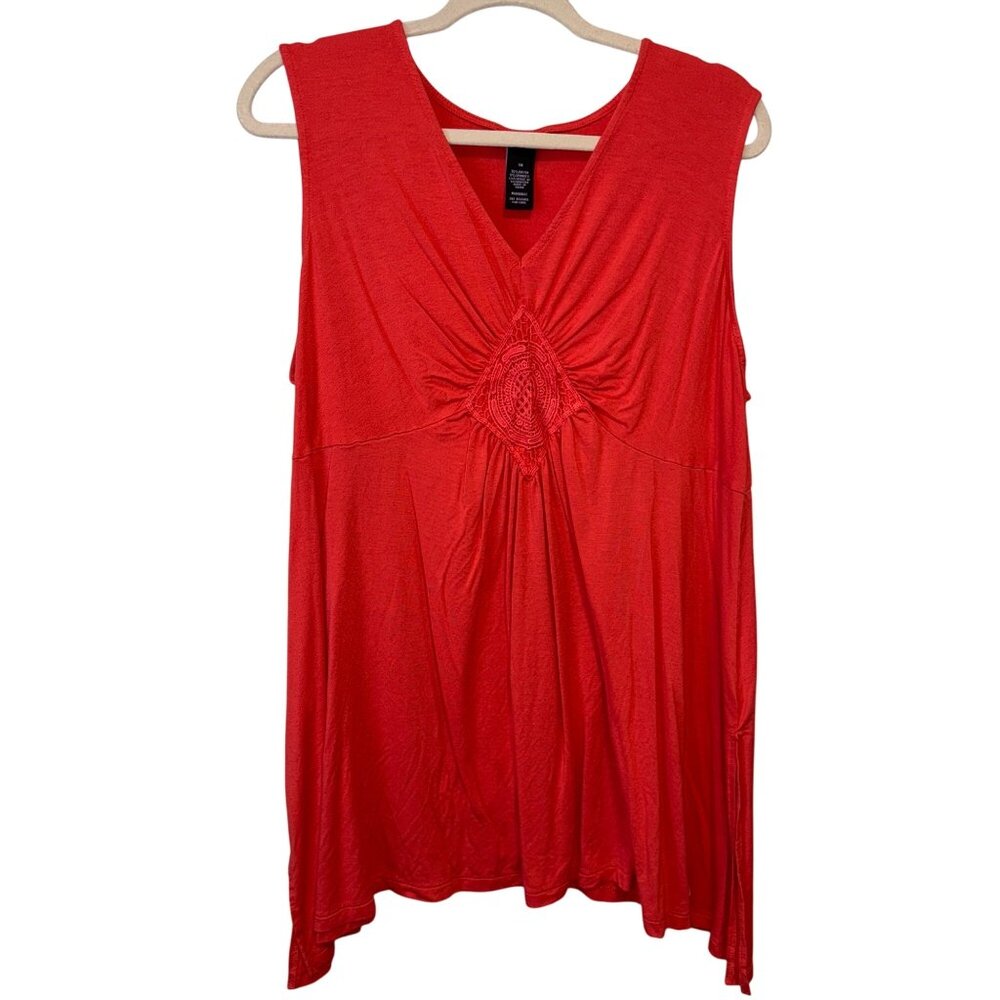 Catherines Coral Sleeveless Top With Crochet Detail Plus Size 1X